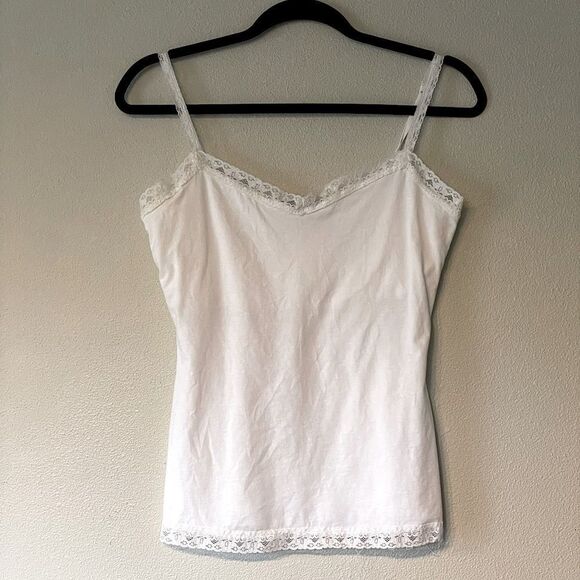 The Limited, White, Lace-Detail Tank. Size Medium. - Picture 1 of 4